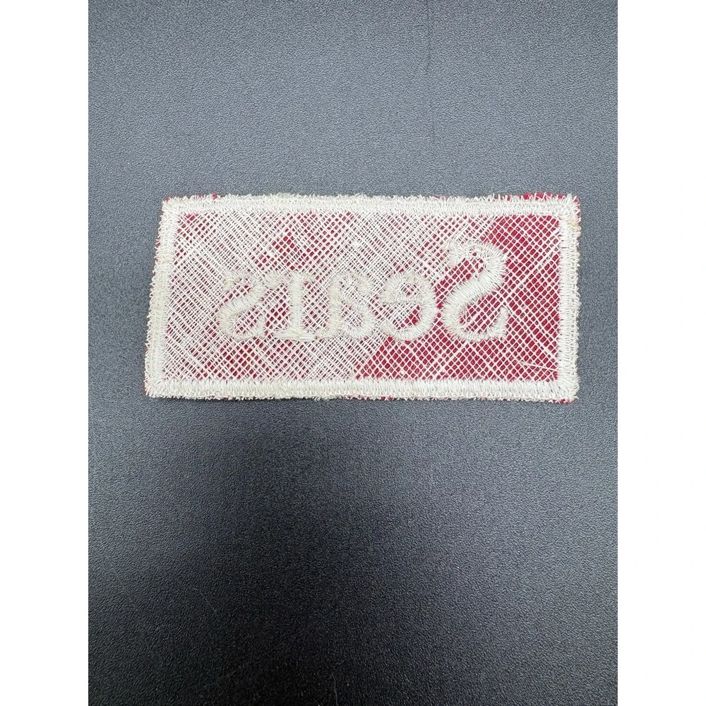 Sears‎ Red White Embroidered Patch Employee Uniform Name Tag Vintage Sew On